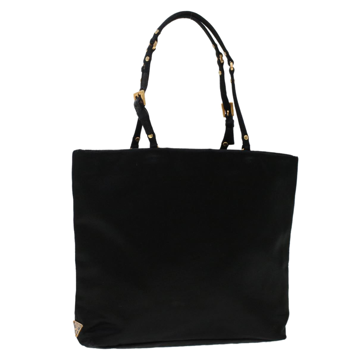 Prada Hand Bag Auth Satin Black Travel Bag