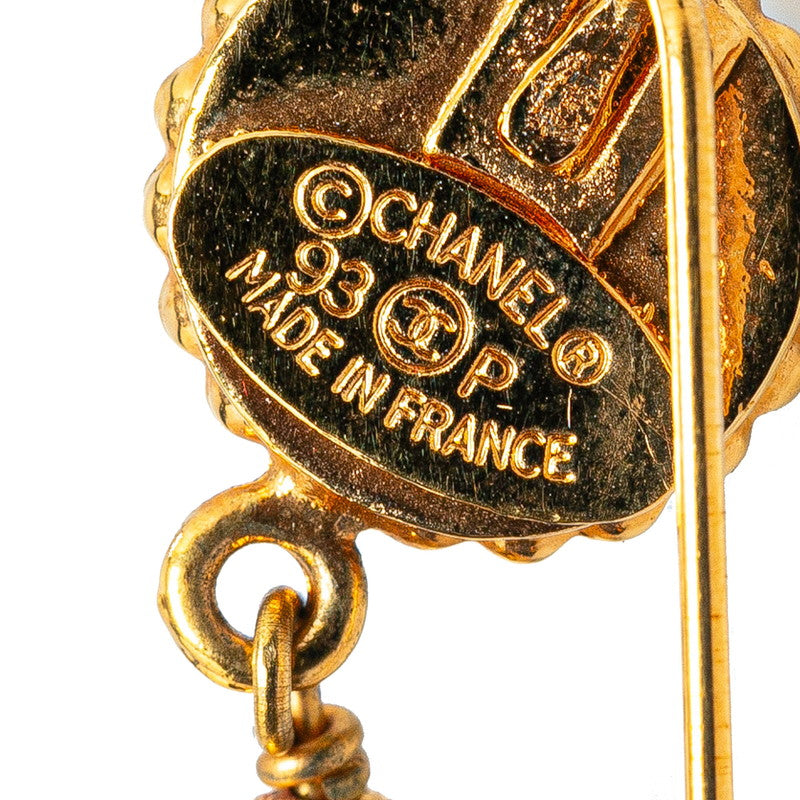 Chanel Gold Plated Clover Motif Faux Pearl Brooch 93P Bag