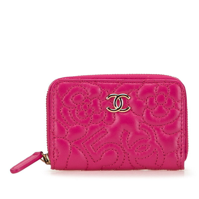 Chanel Camellia Lambskin Coin Case Bag