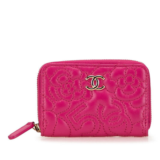 Chanel Camellia Lambskin Coin Case Bag