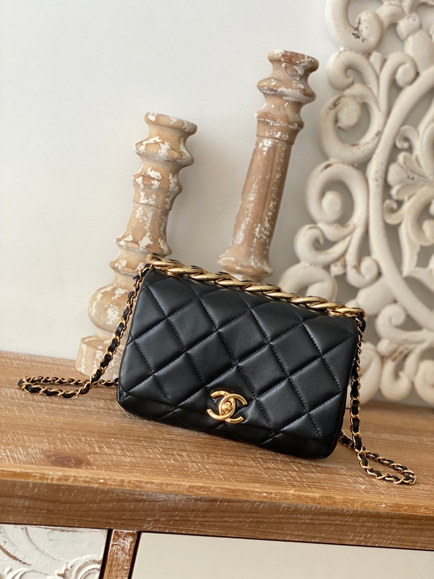 CHL Classic Top Qualityamond Top Black Flap Travel Bag