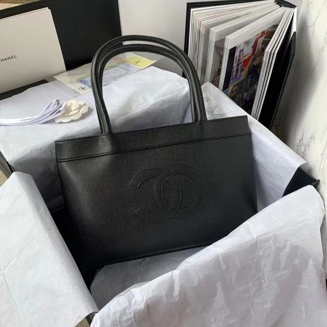 Chanel Chlopen Tote Caviar East West For Women Black Tote Bag