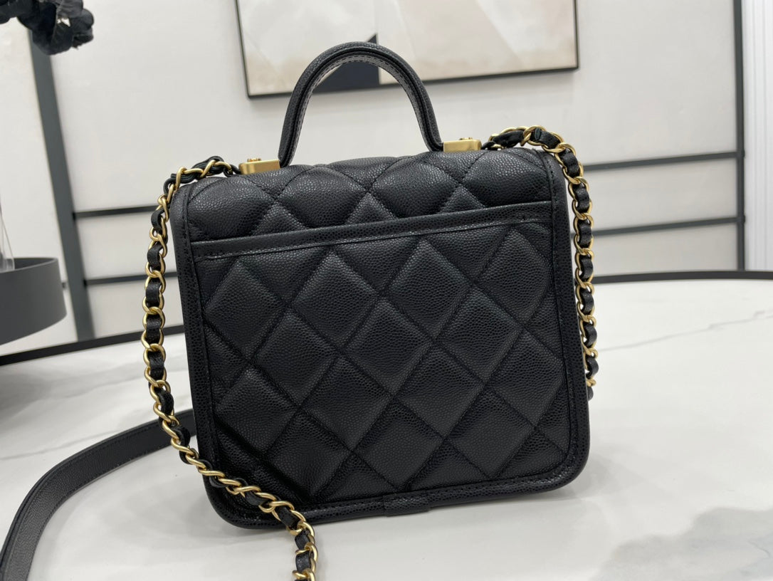 CHL 22K Top Qualityap 8.1in Black Flap Travel Bag