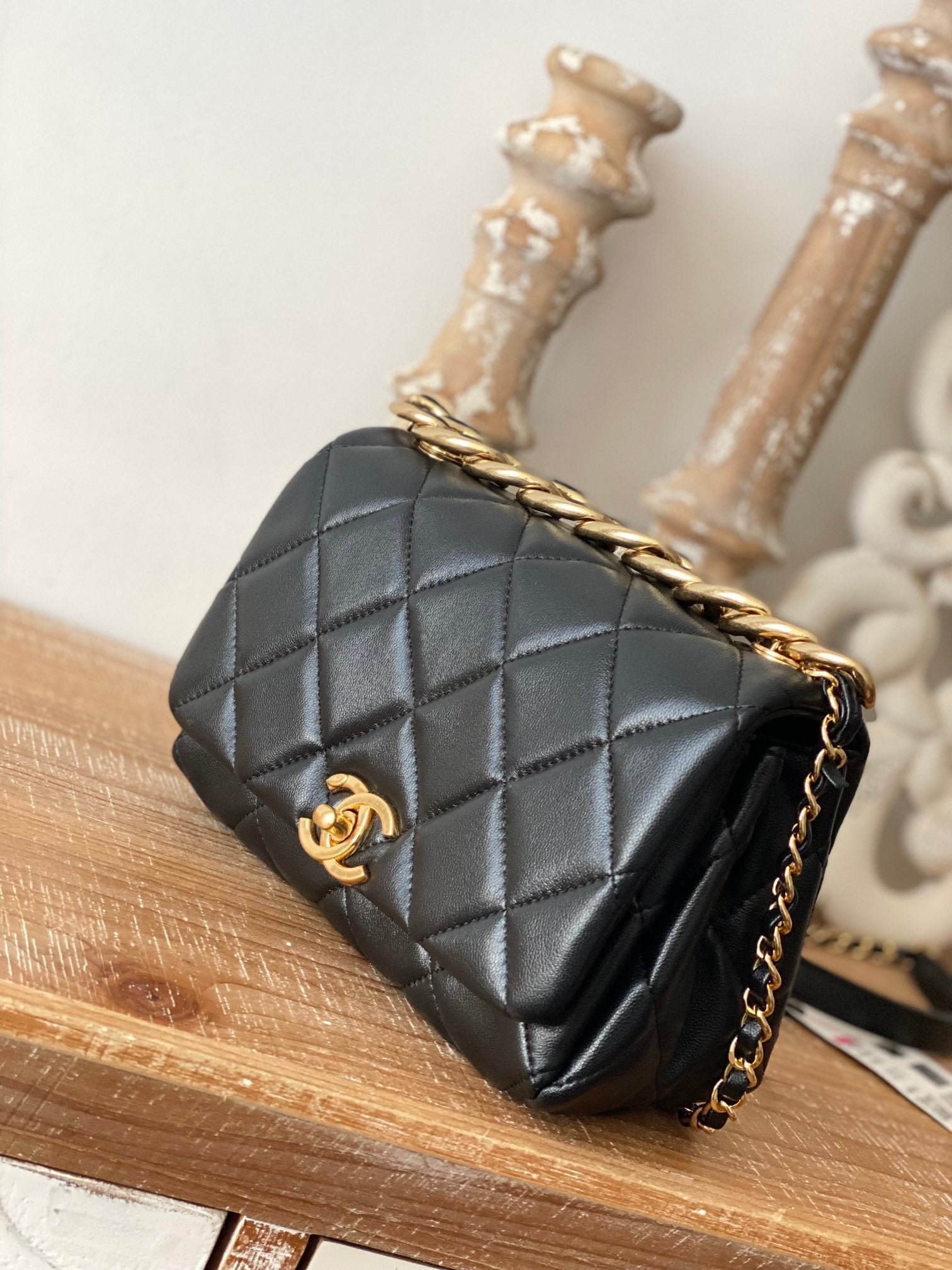 CHL Classic Top Qualityamond Top Black Flap Travel Bag