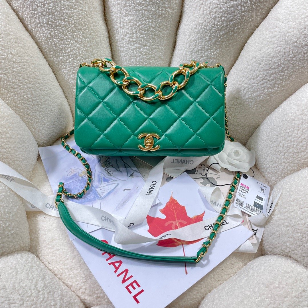 Chllarge Top Qualityap Bag Hardware For Women Green Gold Shoulder Bag