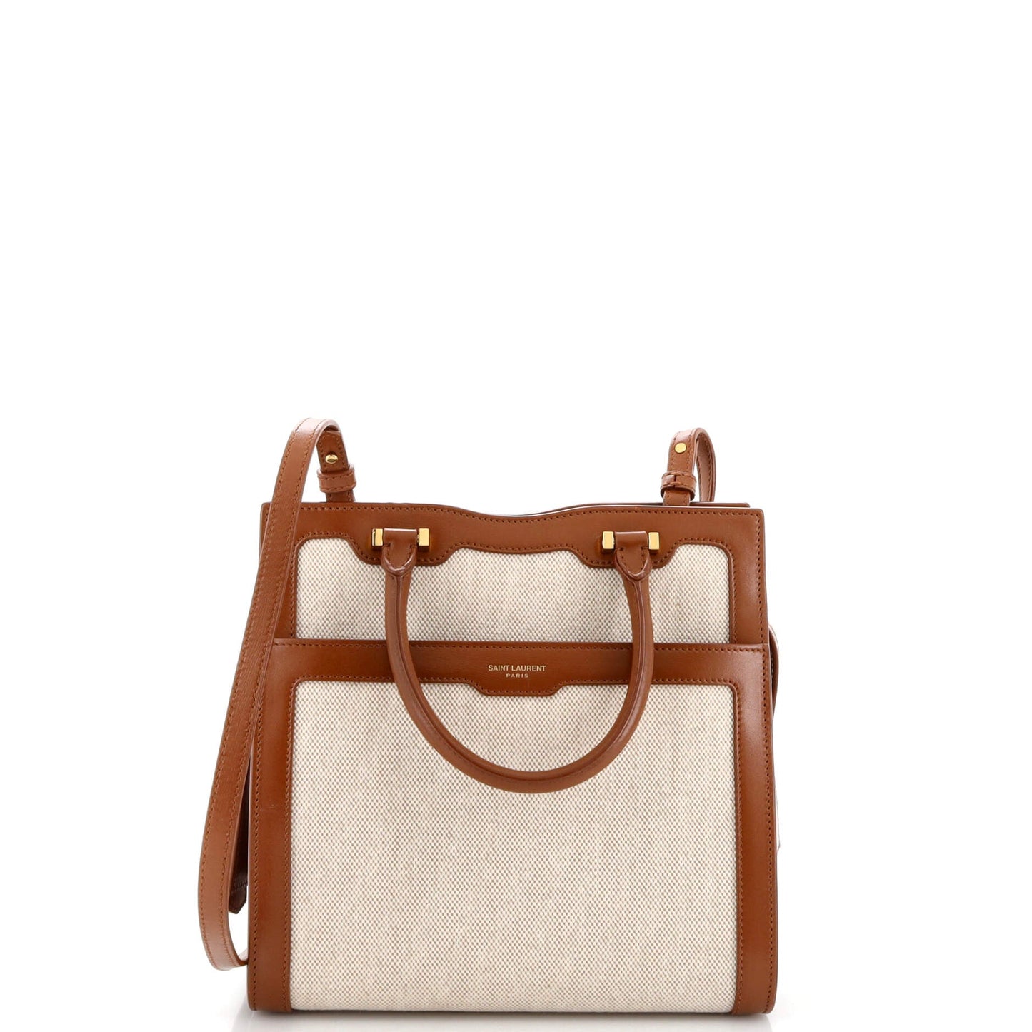 YSL Saint Laurent Saint Laurent Trending Uptown Tote With Leather Canvas Tote Bag