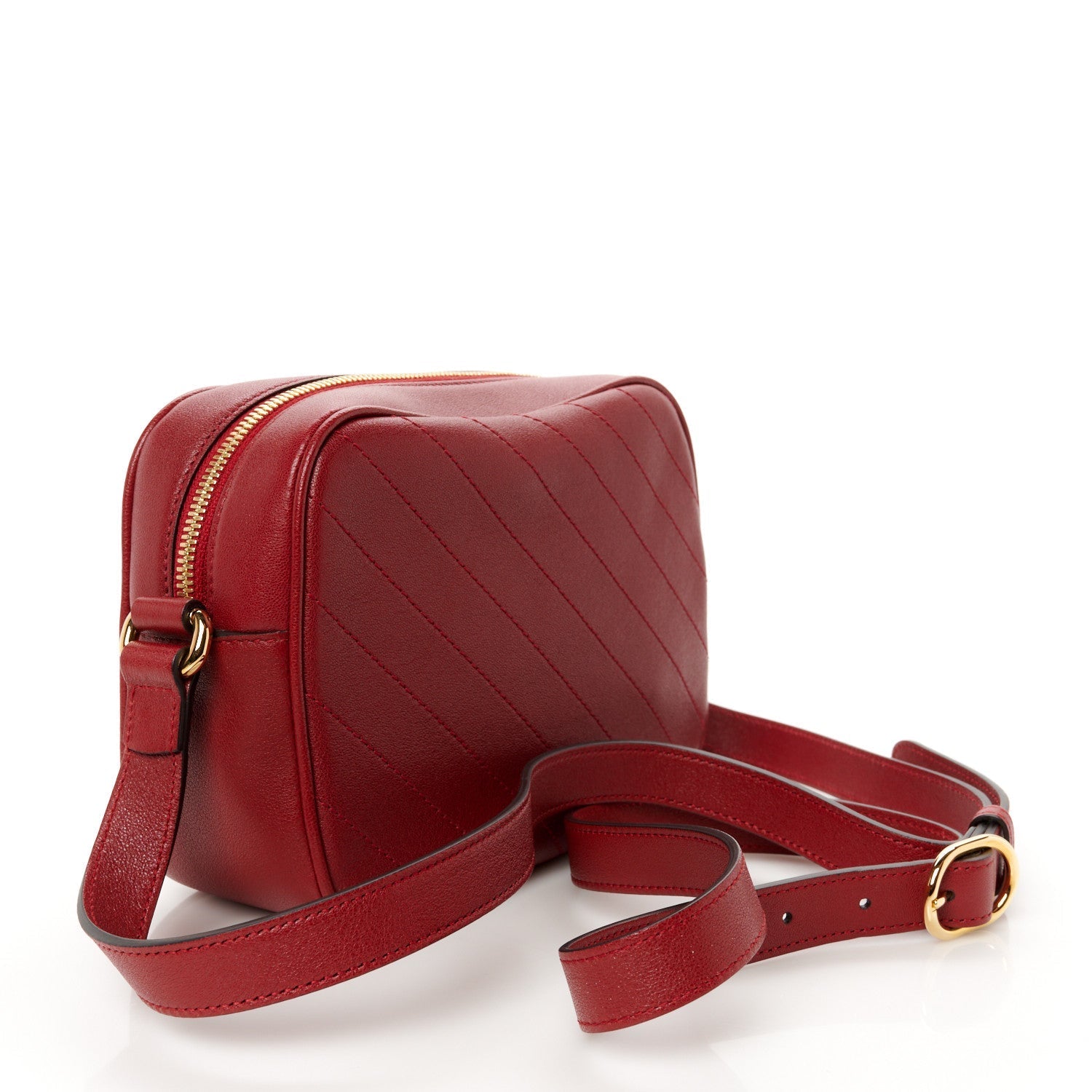 Gucci Sakai Be Green Calfskin Diagonal Stitched Small Blondie Shoulder Bag Rosso