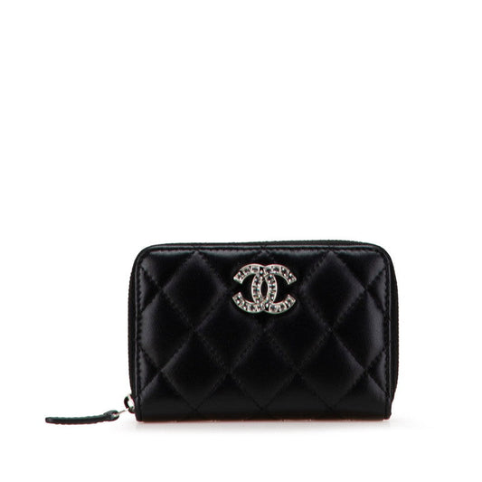 Chanel Coco Mark Zip Coin Purse Lambskin Coin Case Bag