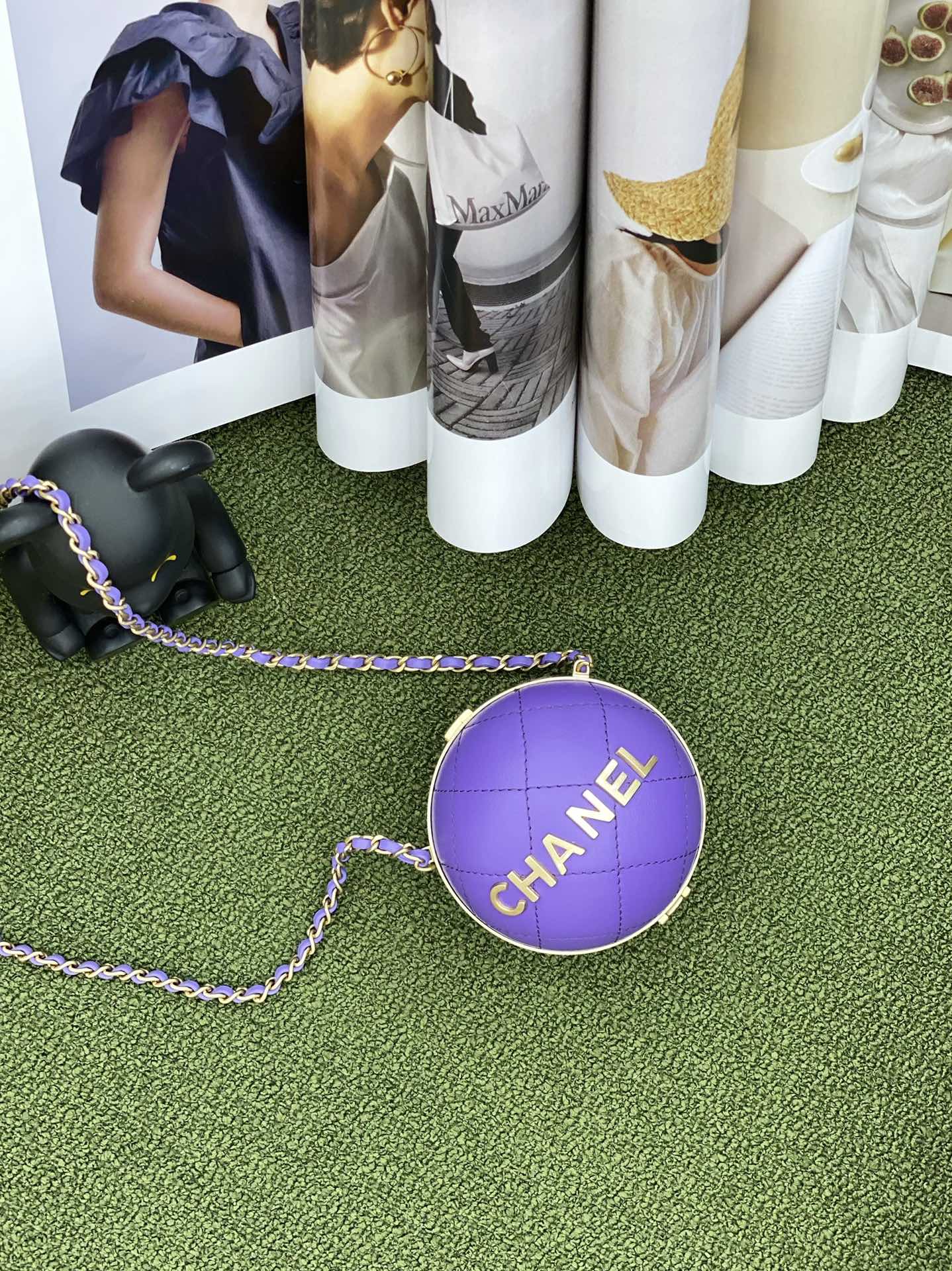 CHL Ball Purple 23.5cm 95in Gold Chain Handbag