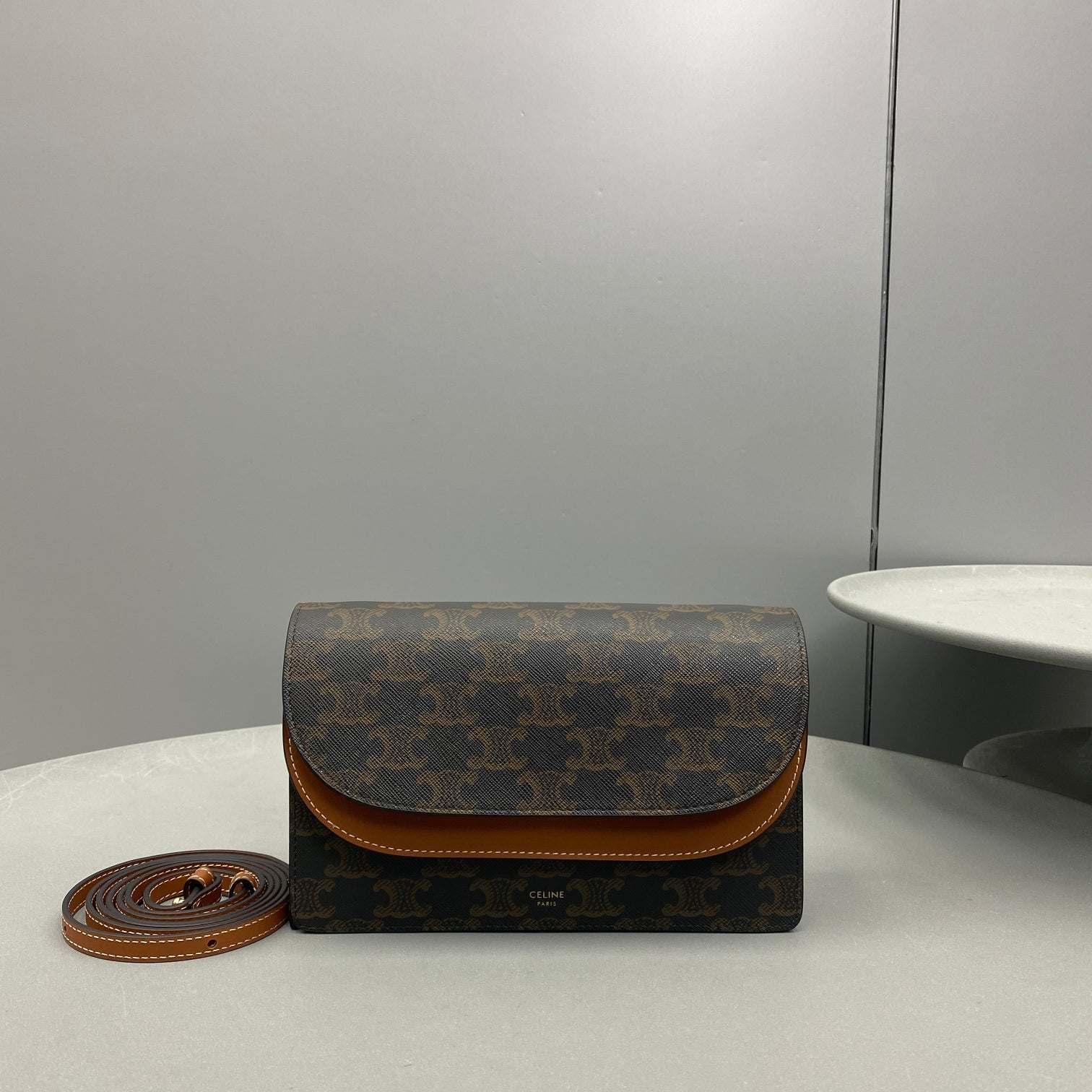 Top Quality Wallet On Strap In Triomphe Canvas Brown Travel Bag 10D852Cg904Lu 6337
