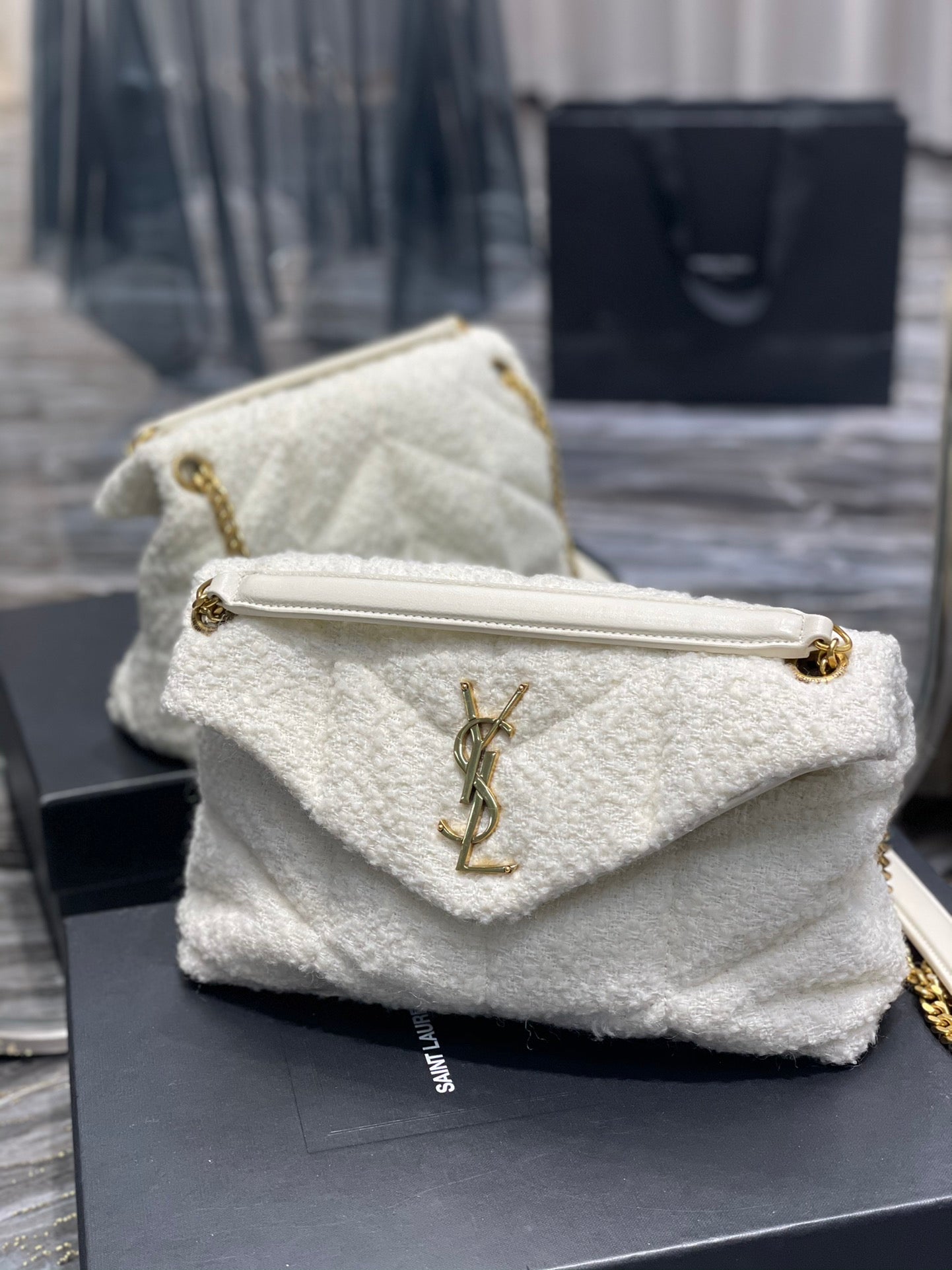 YSL Saint Laurent Puffer Crossbody Bag Monogram Chain 114In29Cm Ysl 3300