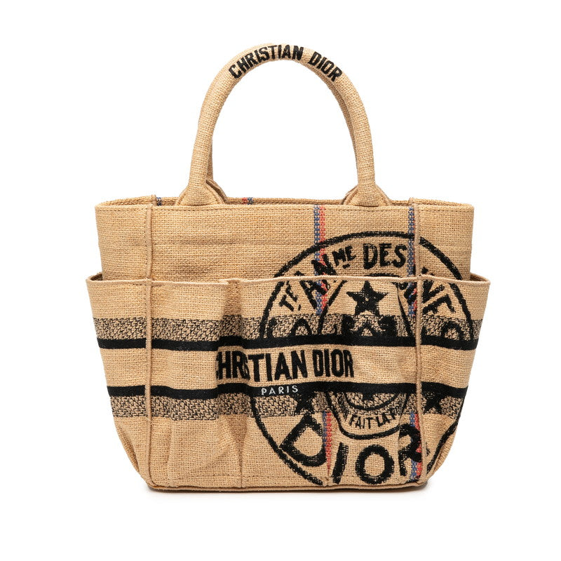 Dior Catherine Jute Tote Bag Canvas Small