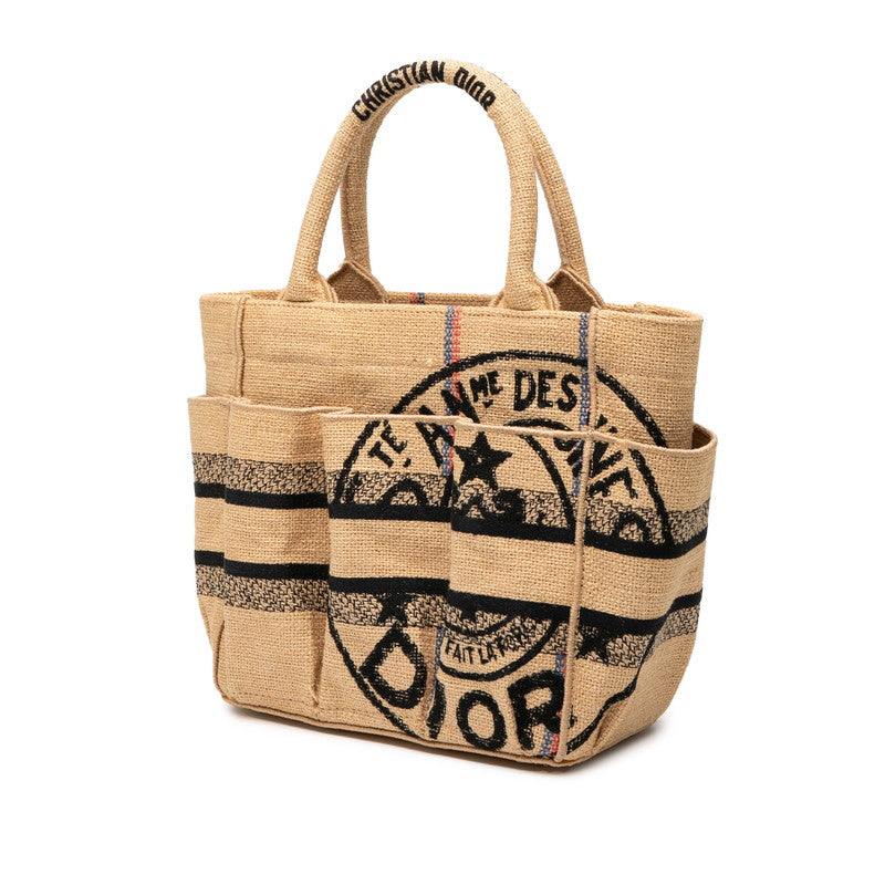 Dior Catherine Jute Tote Bag Canvas Small