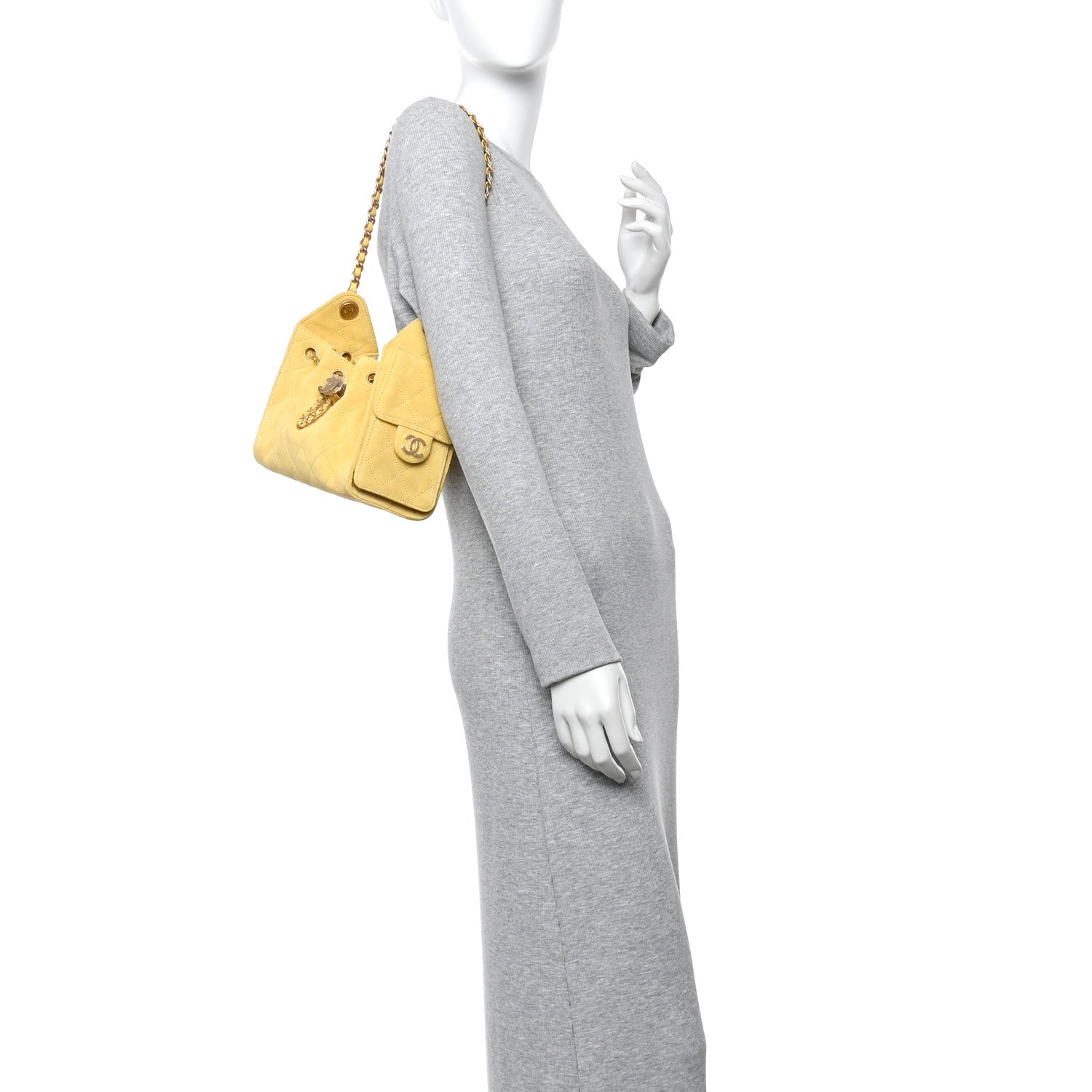 Chanel Suede Quilted Mini 25 Handbag Yellow