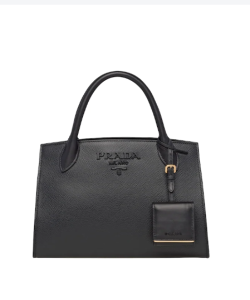 Prada Monochrome Bag Magnolia Leather Saffiano Travel Bag