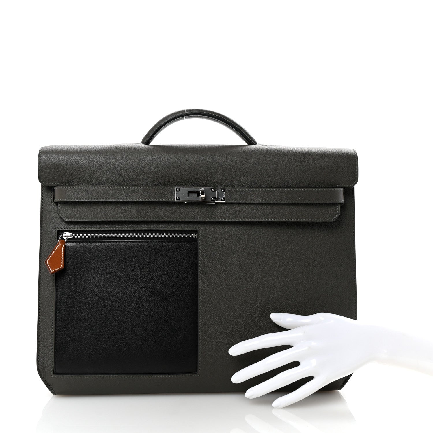 Hermes Evercolor Evergrain Barenia Kelly Depeches Briefcase Vert De Black Travel Bag