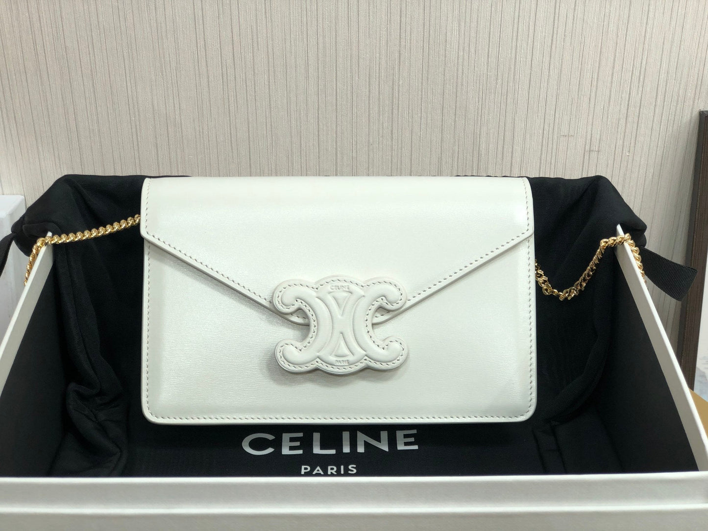 Top Quality Wallet On Triomphe For Women White Chain Crossbody Bag 7In19Cm 5676