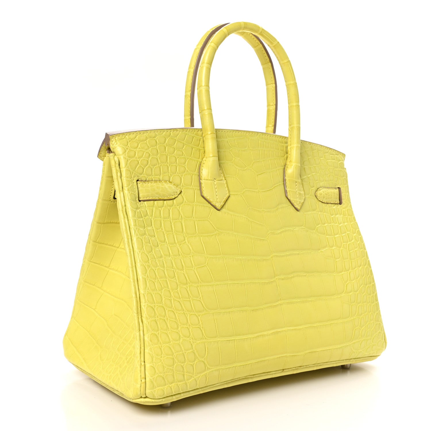 Hermes Matte Alligator Birkin Lime Handbag Travel Bag