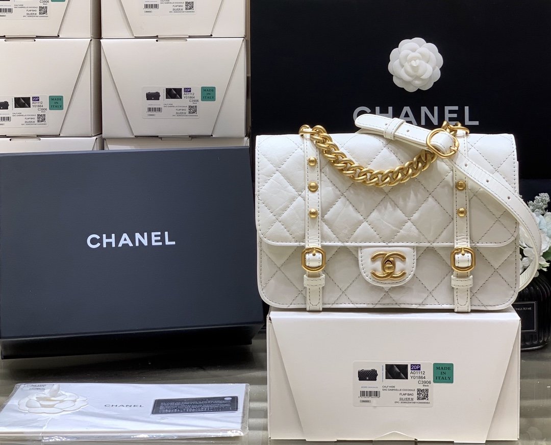 Chanel Co Co Shoulder Bag For Women White Gold