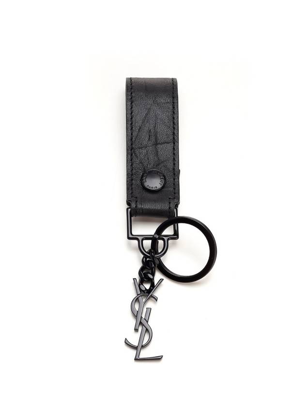 YSL Saint Laurent Luxury Trending Crocodile Key Holder Handbag Leather Monogram Black Key Chain