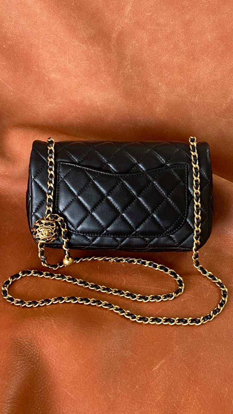 CHLMini , ’s 7.9in 20cm Black Flap Mini Bag