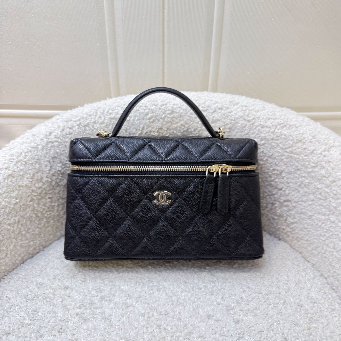 [BN - Local Full Set - Mar 2026] Chanel 26P Vanity / Clutch with Chain (LP Style Bag) in Black Caviar and GHW