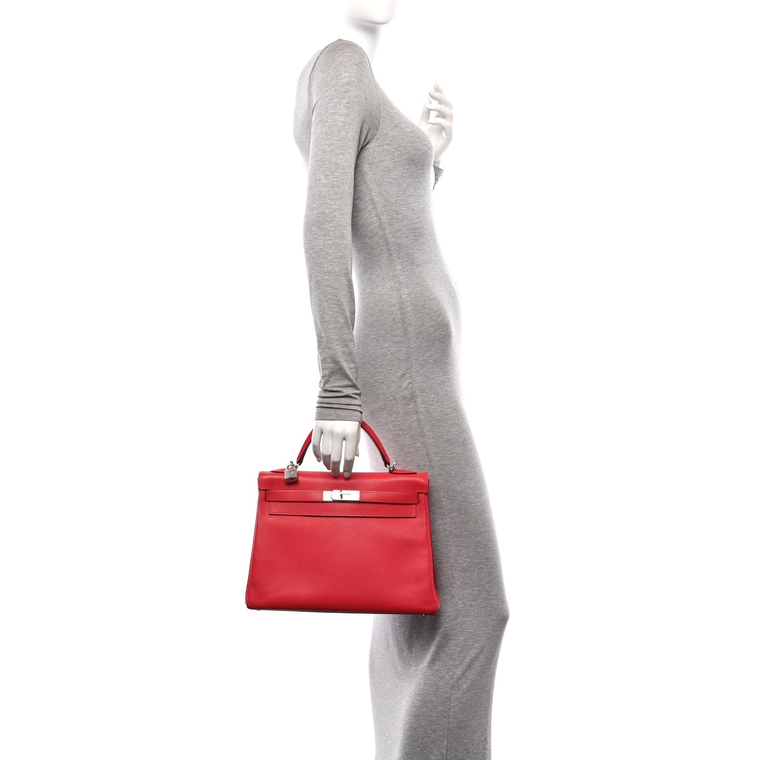 Hermes Epsom Kelly Retourne Vermillion Handbag Travel Bag