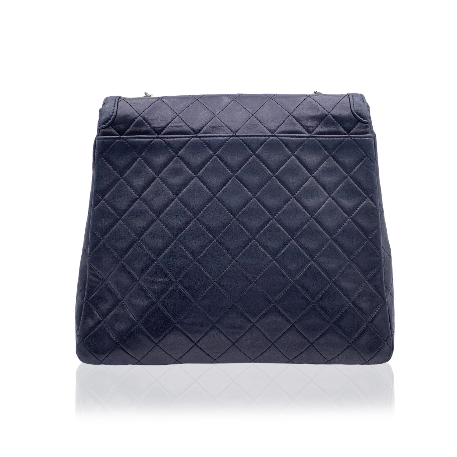 Chanel   Black Quilted Trapeze Flap Shoulder Bag With Wallet