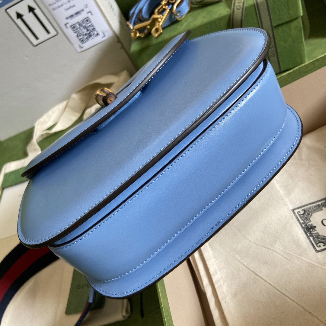 gg Bamboo 8.3in 21cm gg Blue Small Top Handle Handbag