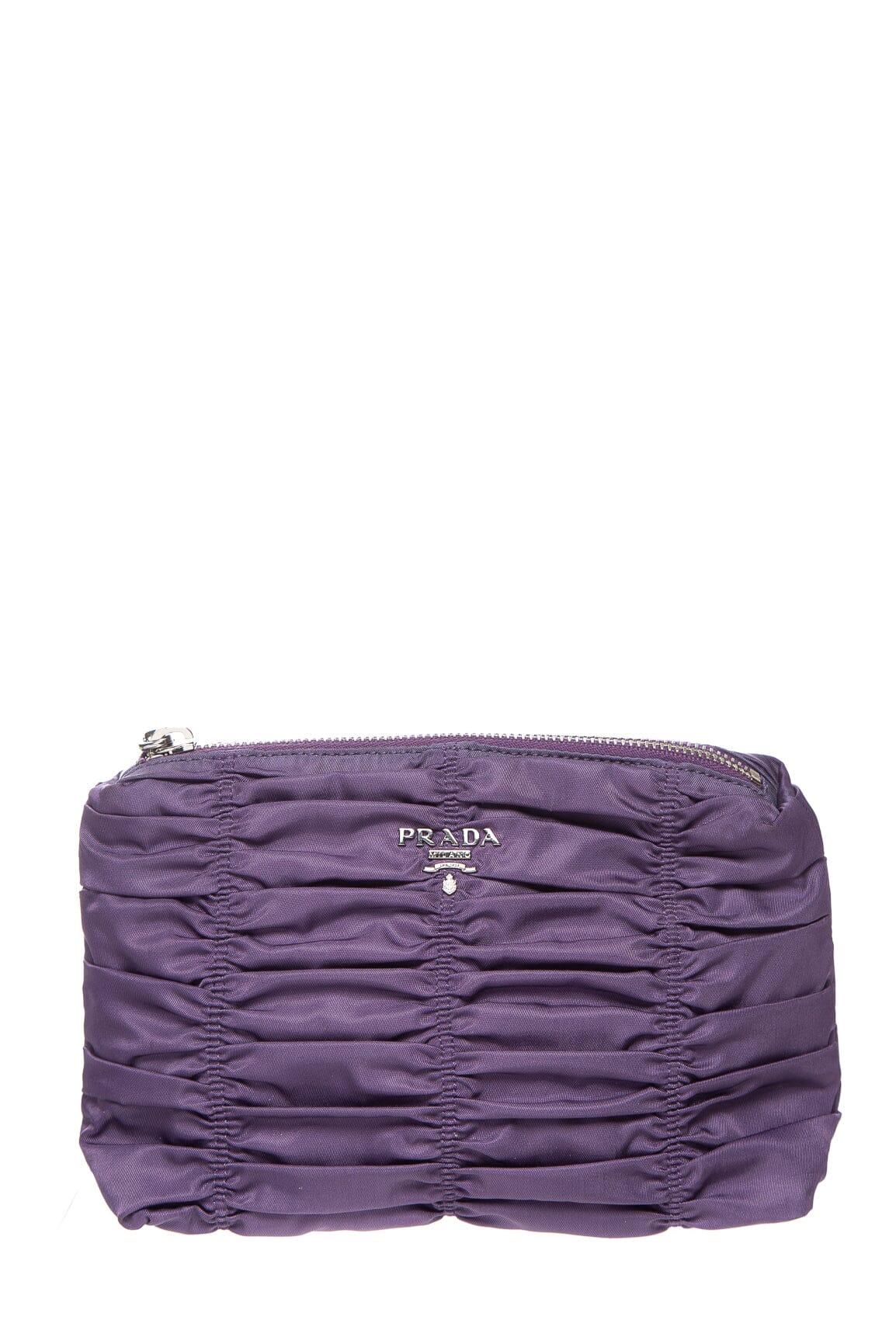 Prada Handbag Nappa Gaufre Around Pouch Purple Zip