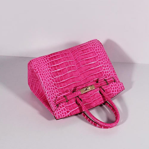 Hermes Luxury Birkin Cm Crocodile Bag With Strap Leather Gold Travel Bag Rose Gold