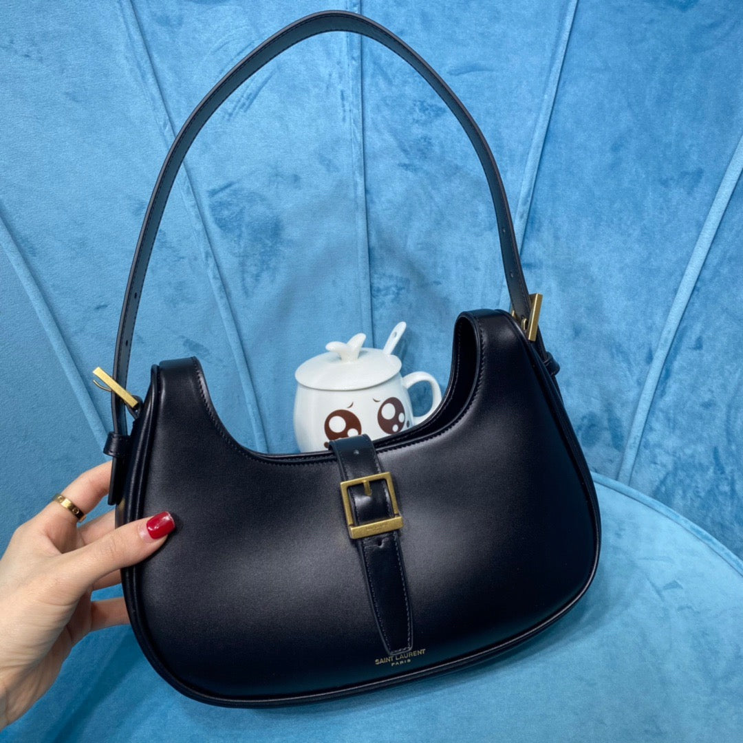 YSL Saint Laurent YSL Top Quality Le Fermoir Hobo Bag Black Shoulder Bag