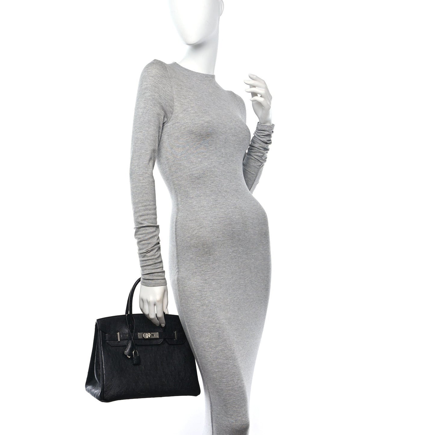 Hermes Ostrich Birkin Handbag Black Travel Bag