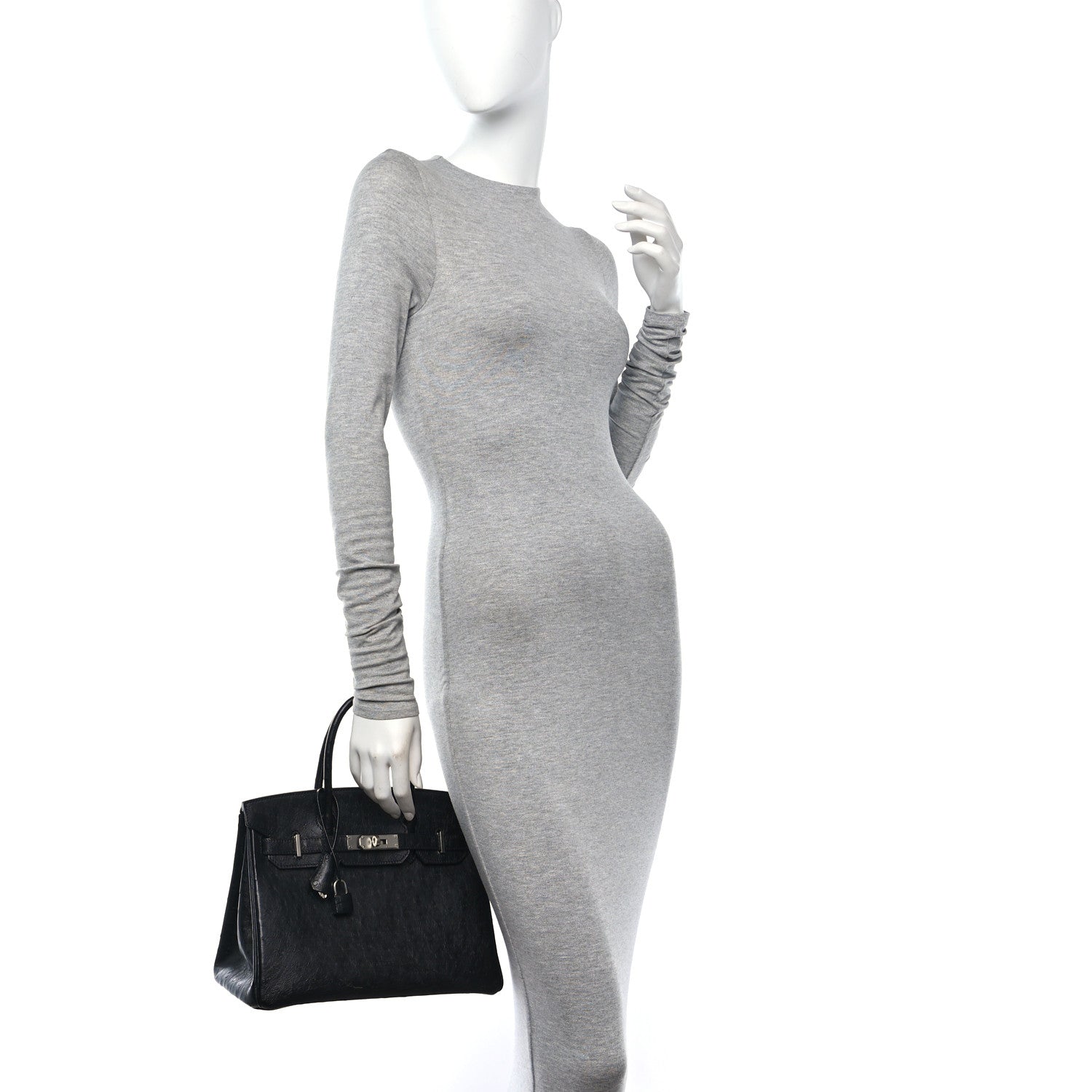 Hermes Ostrich Birkin Handbag Black Travel Bag