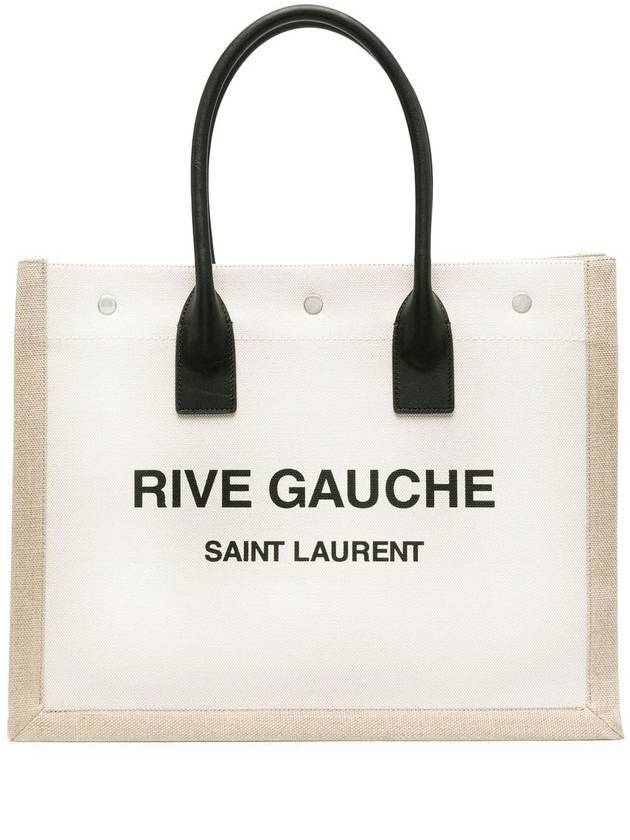 YSL Saint Laurent Saint Laurent Trending Rive Gauche Logo Linen Leather Beige Tote Bag