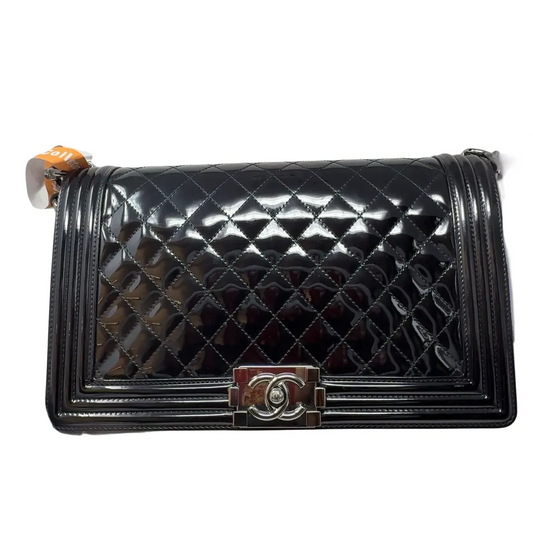 Chanel leBoy patent leather crossbody bag black B-
