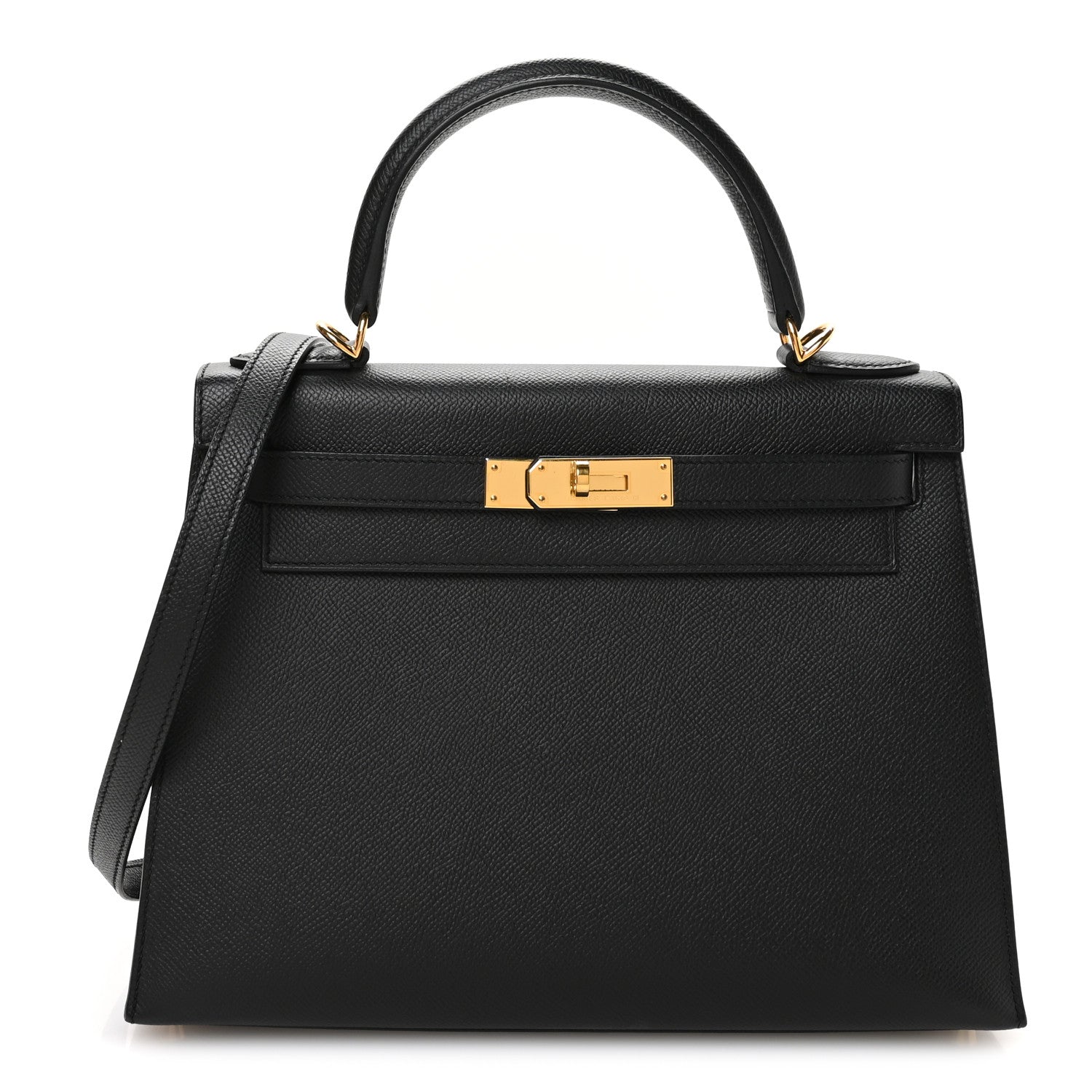 Hermes Epsom Kelly Sellier Handbag Black Travel Bag 28 Black 1730715