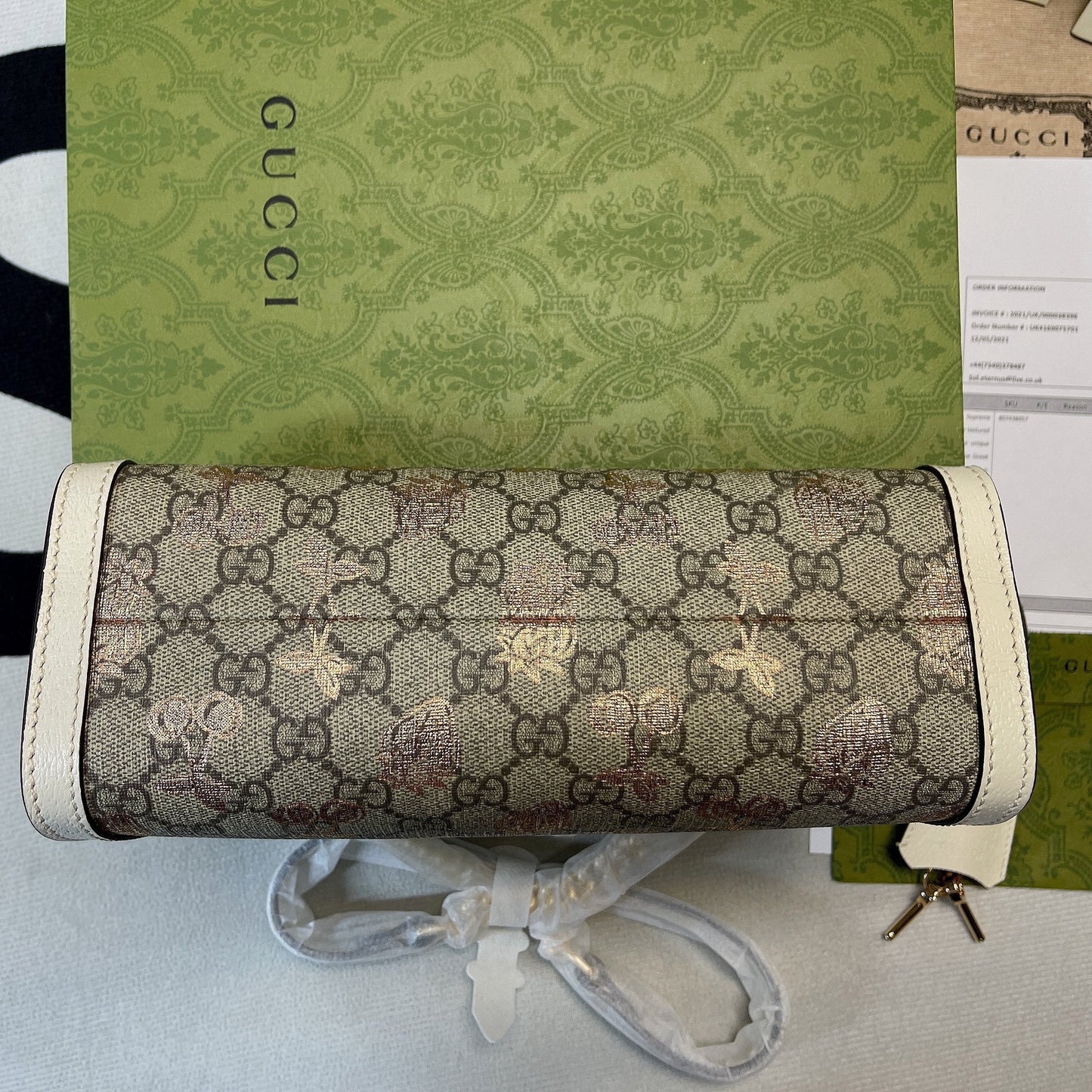 gg Padlock gg Strawberry , Beige Small Shoulder Bag
