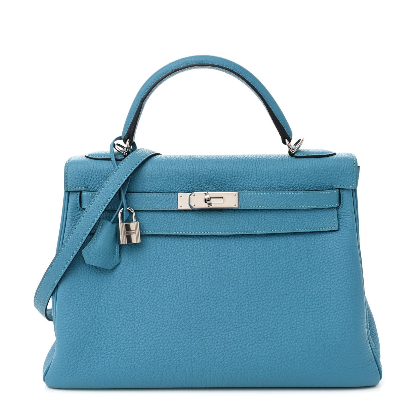 Hermes Togo Kelly Retourne Turquoise Handbag Travel Bag 32 Turquoise 1680737