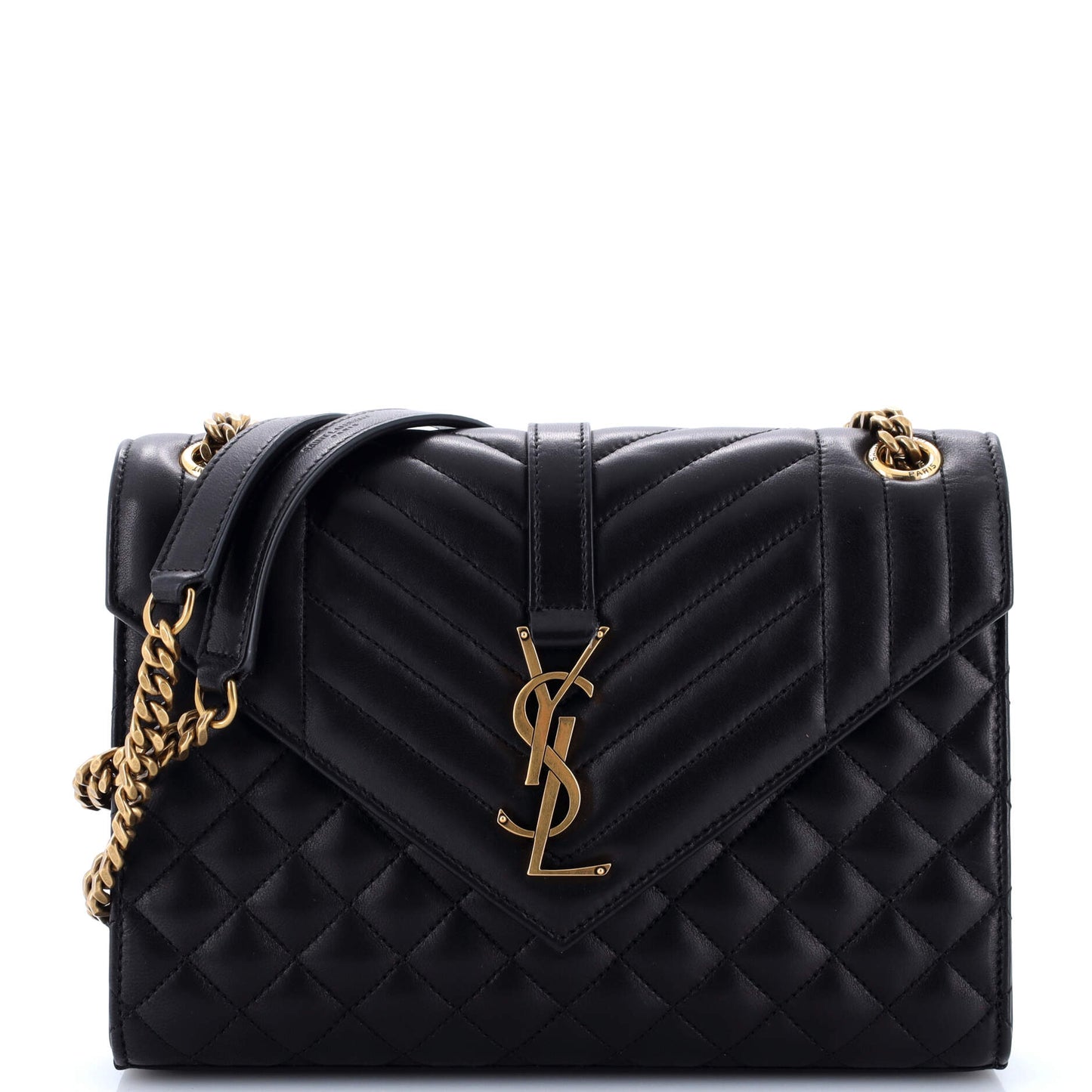 YSL Saint Laurent Luxury Trending Classic Envelope Satchel Mixed Leather Monogram Matelasse Satchel Bag