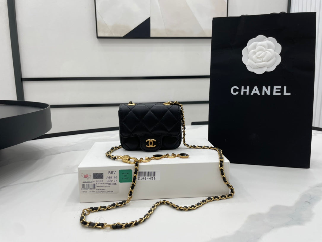 CHLMini , ’s 3.5in 9cm Black Flap Mini Bag