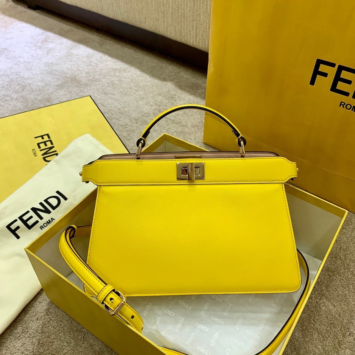 Fendi Iseeu East West Yellow Ff Travel Bag