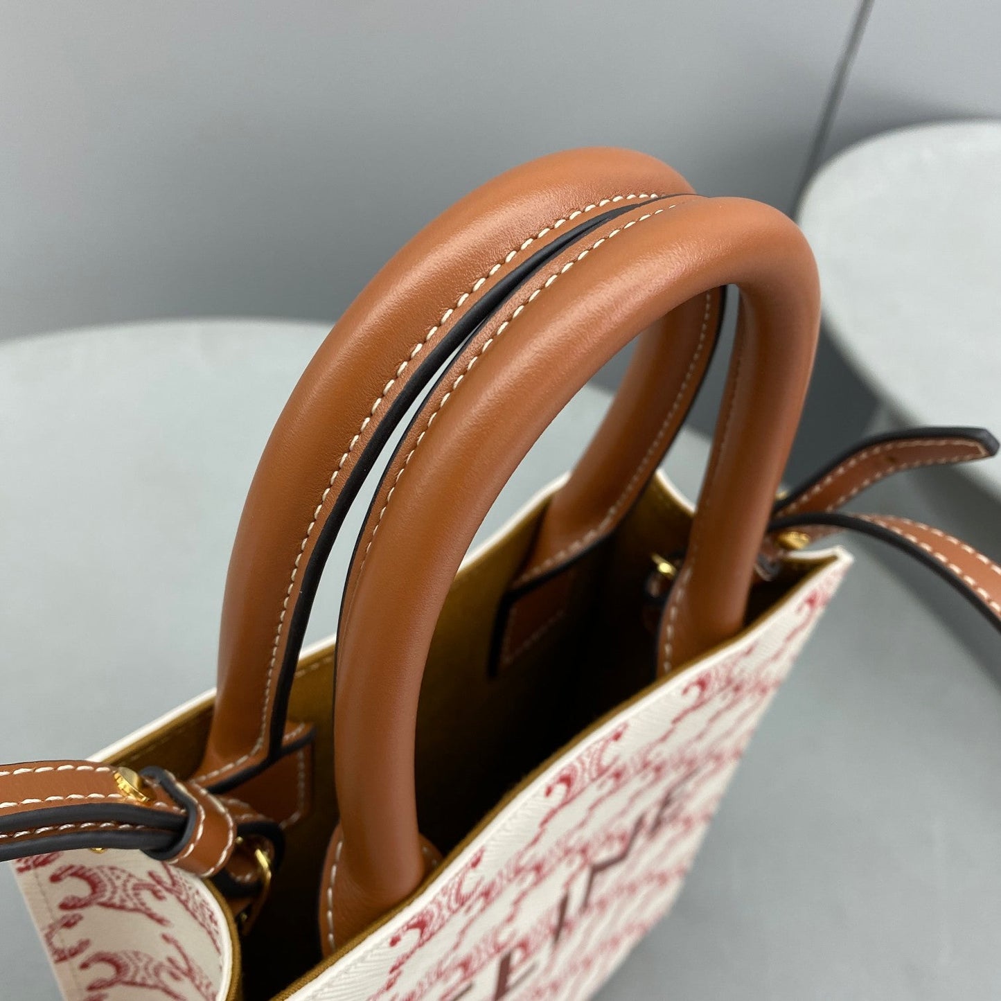 Top Quality Vertical Cabas In Triomphe For Canvas Red Travel Bag