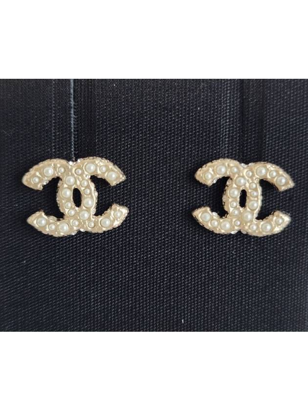 Earrings Metal Strass Resin & Gold Pearly White Chanel