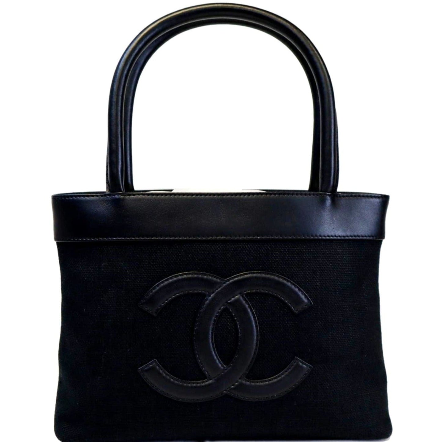 Chanel Black Canvas Leather Travel Bag