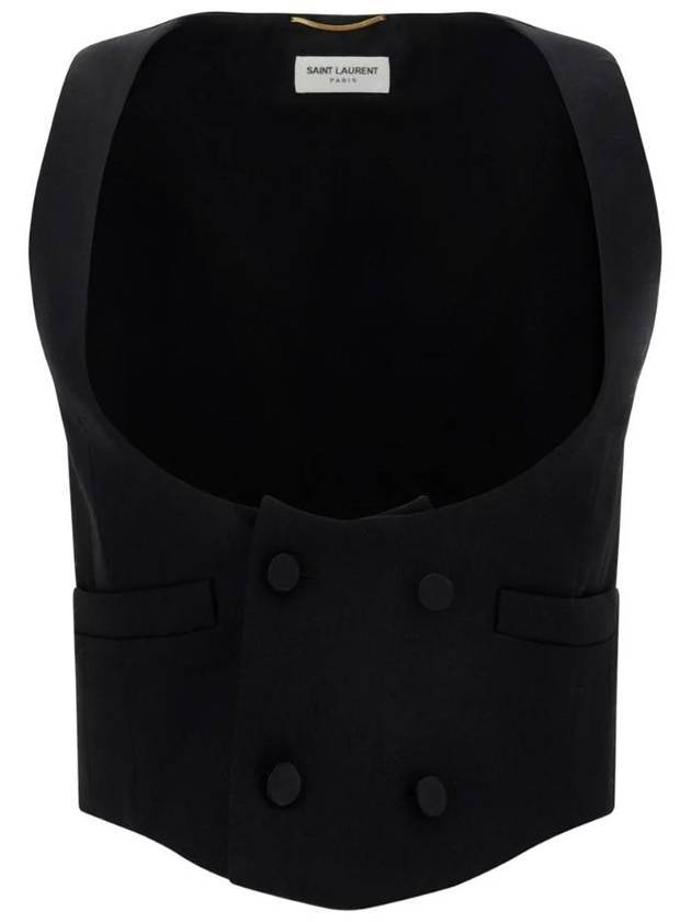 YSL Saint Laurent Saint Laurent Trending Women Wool Tuxedo Vest Black Travel Bag