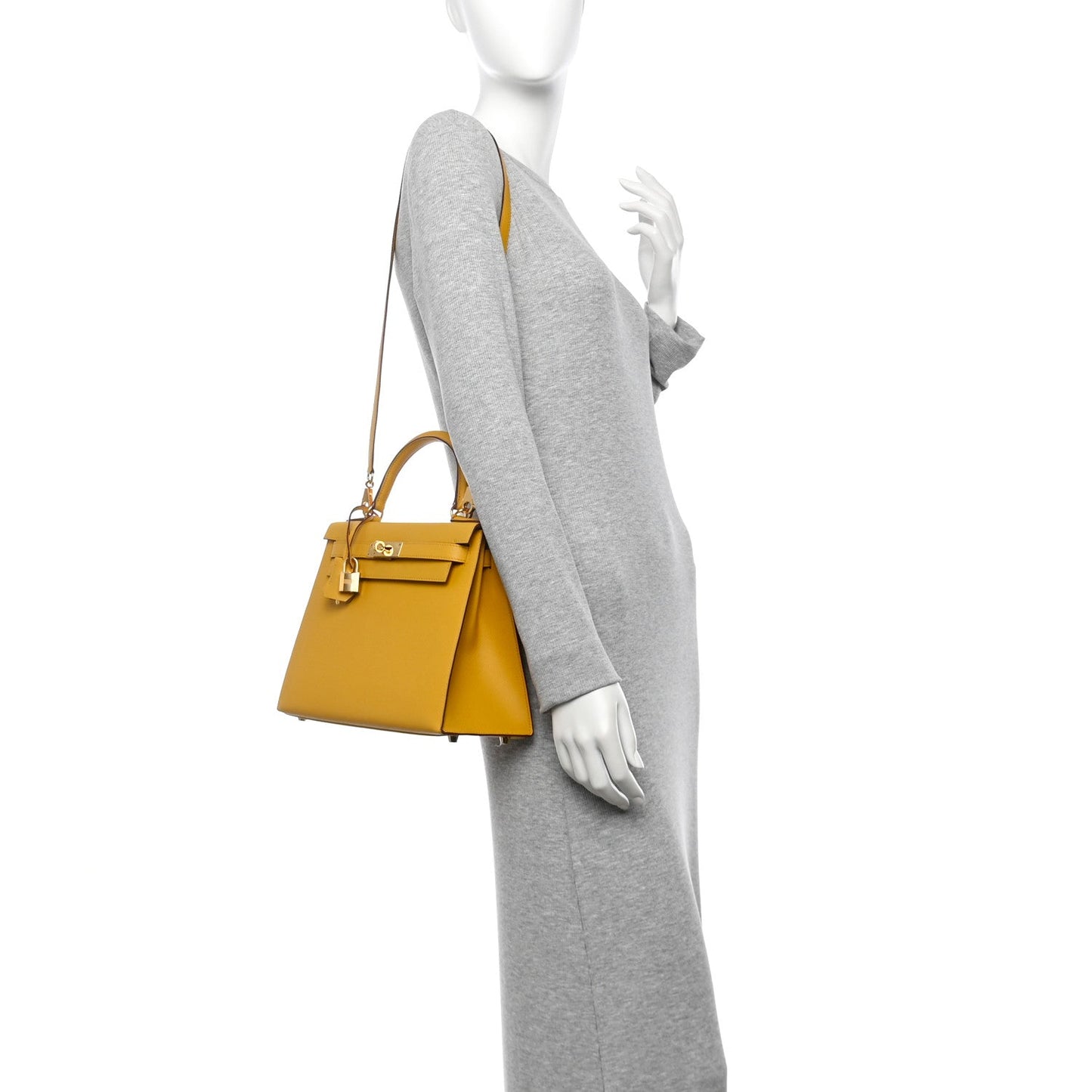 Hermes Epsom Kelly Sellier Jaune Ambre Handbag Travel Bag