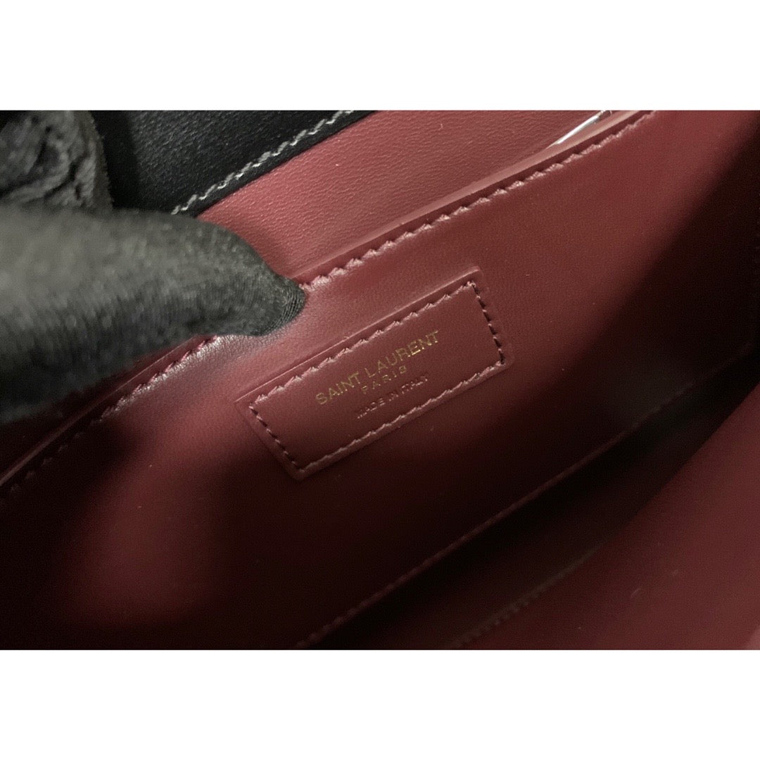 YSL Saint Laurent Cassandra Grain Burgundy 9in 24.5cm Medium Top Handle Handbag