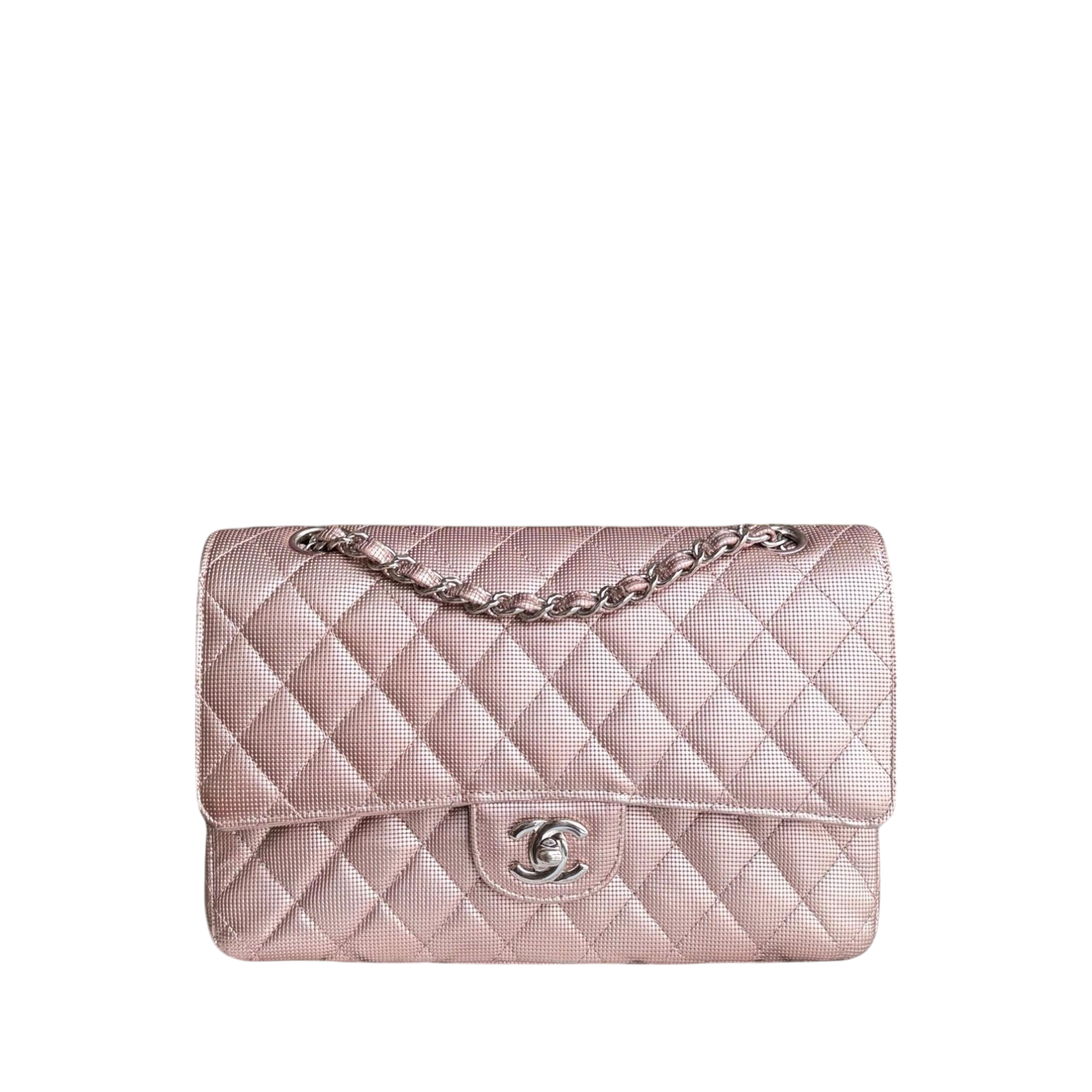 Chanel Classic Flap Medium - Pixelated Calfskin Metallic Pink Silver Hardware Series 21