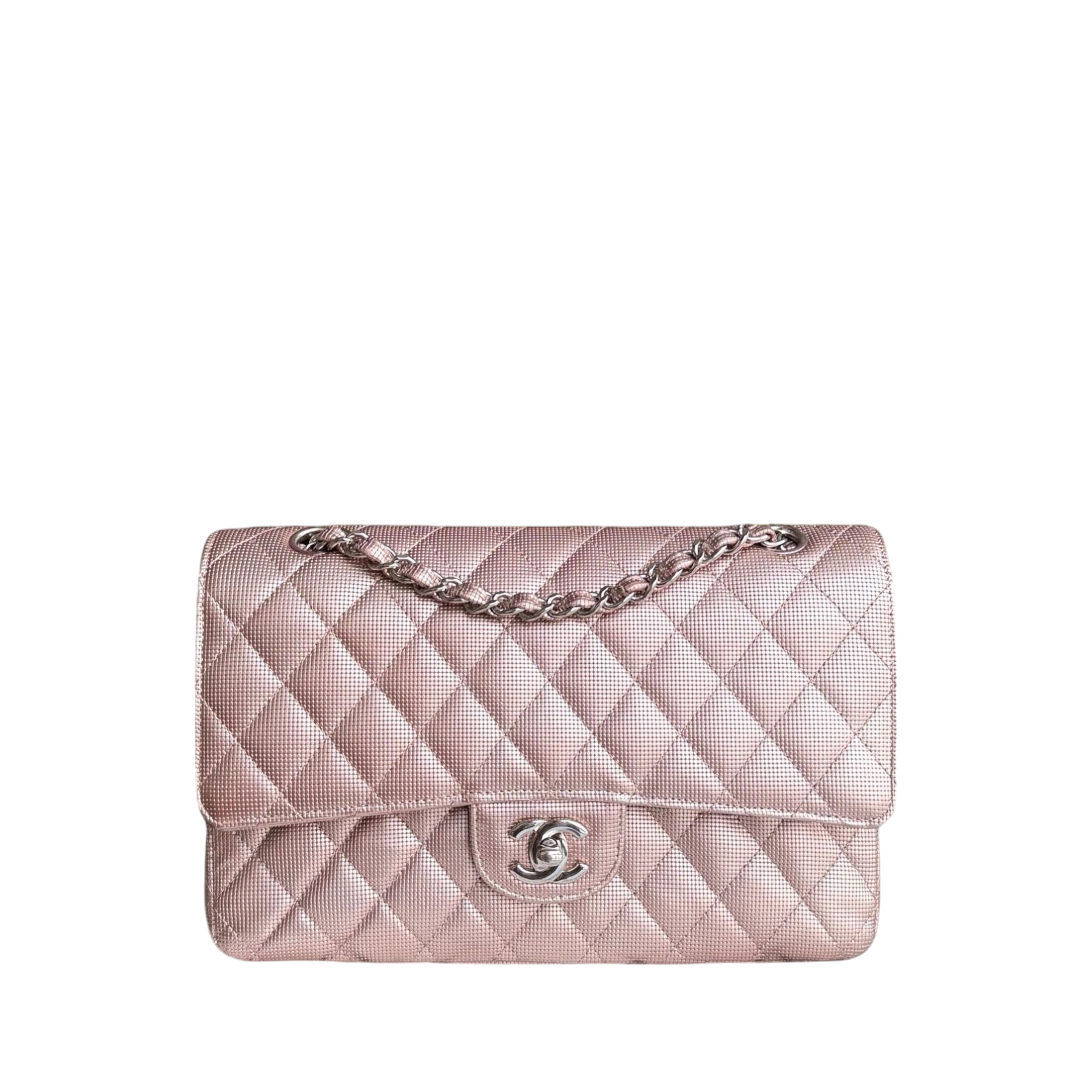 Chanel Classic Flap Medium - Pixelated Calfskin Metallic Pink Silver Hardware Series 21